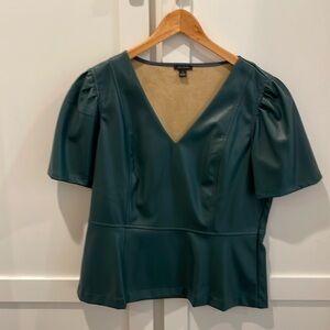 Women’s green faux leather shirt sleeve top